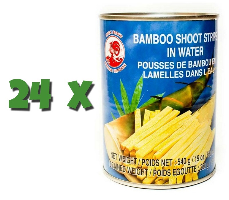 Germogli di bambù tagliati a strisce - Cock Brand 24x 540g.